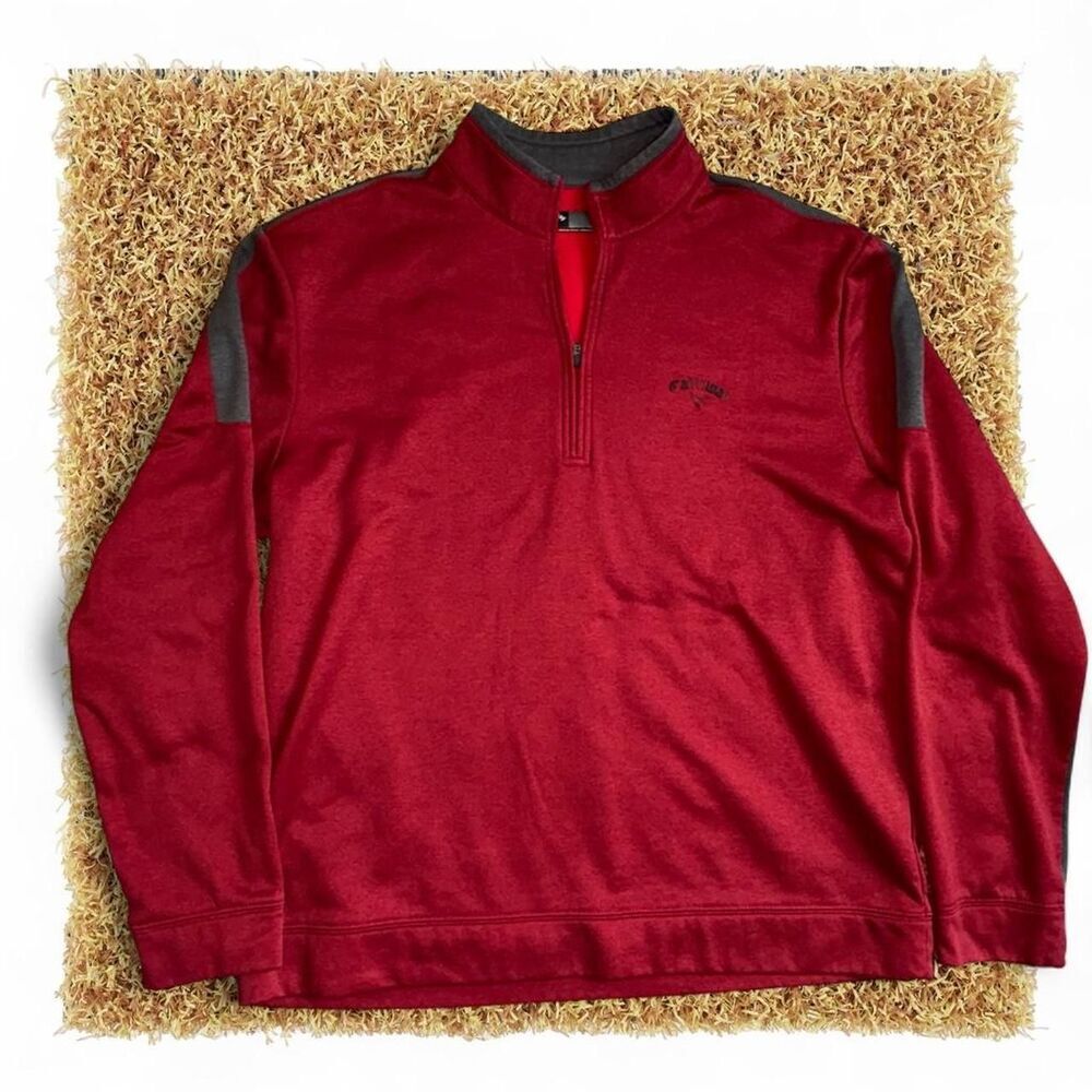 Callaway Men's Red and Burgundy Polo-shirts